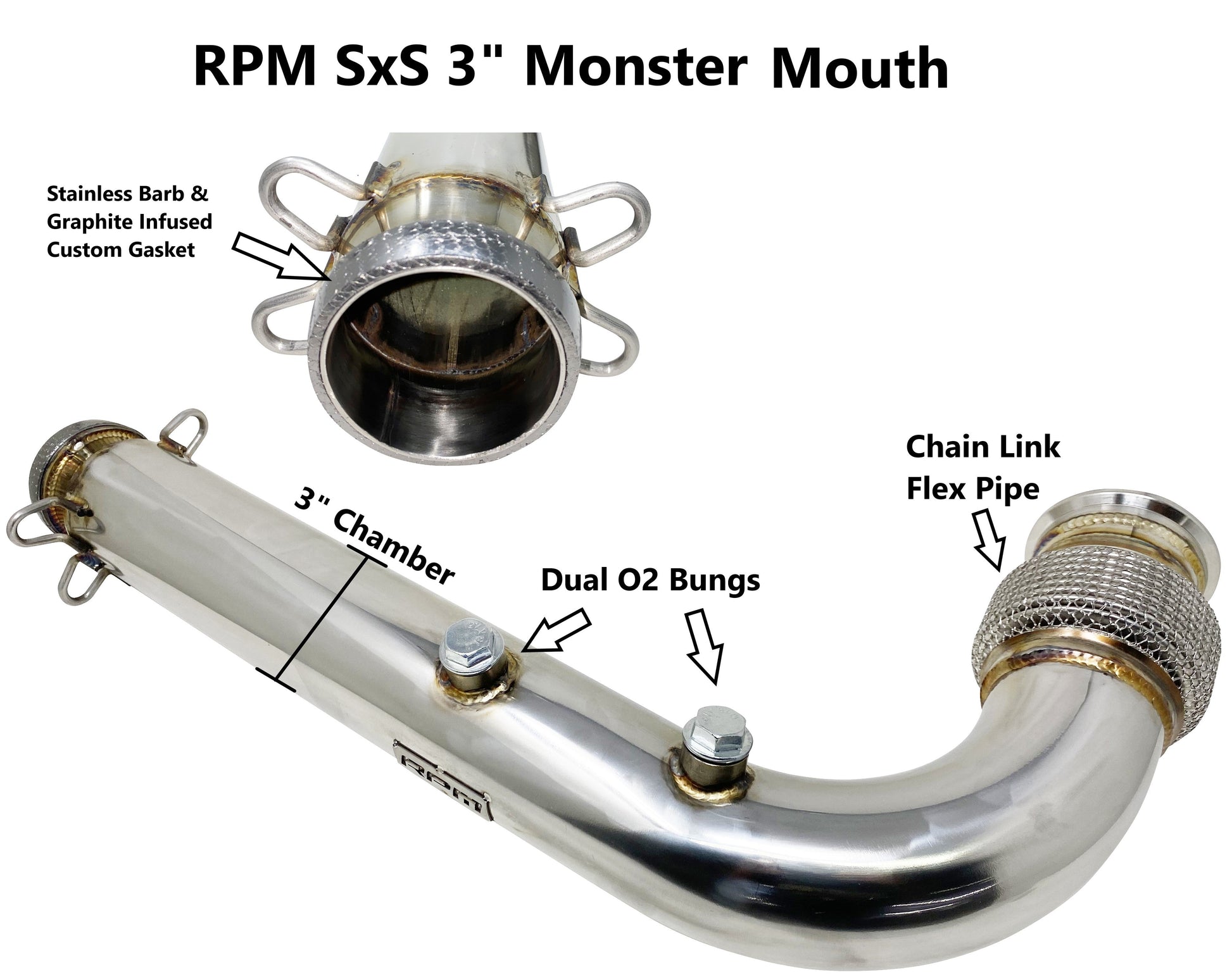 RPM X3 3" Monster Mouth Cat Delete Bypass Mid Race Pipe X3 Turbo, R, and RR - RPM SXS