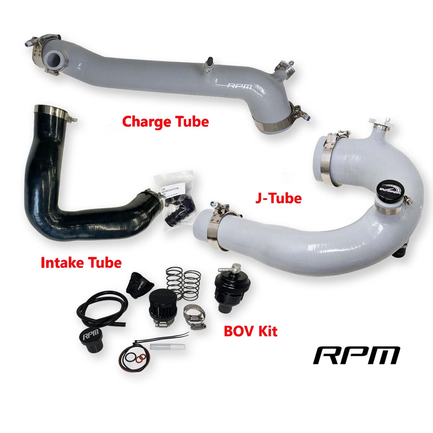 RPM-SxS Polaris RZR Turbo R & PRO XP Turbo Silicone Intake J-Tube, Charge Tube W/ BOV, & Intake Tube KIT!